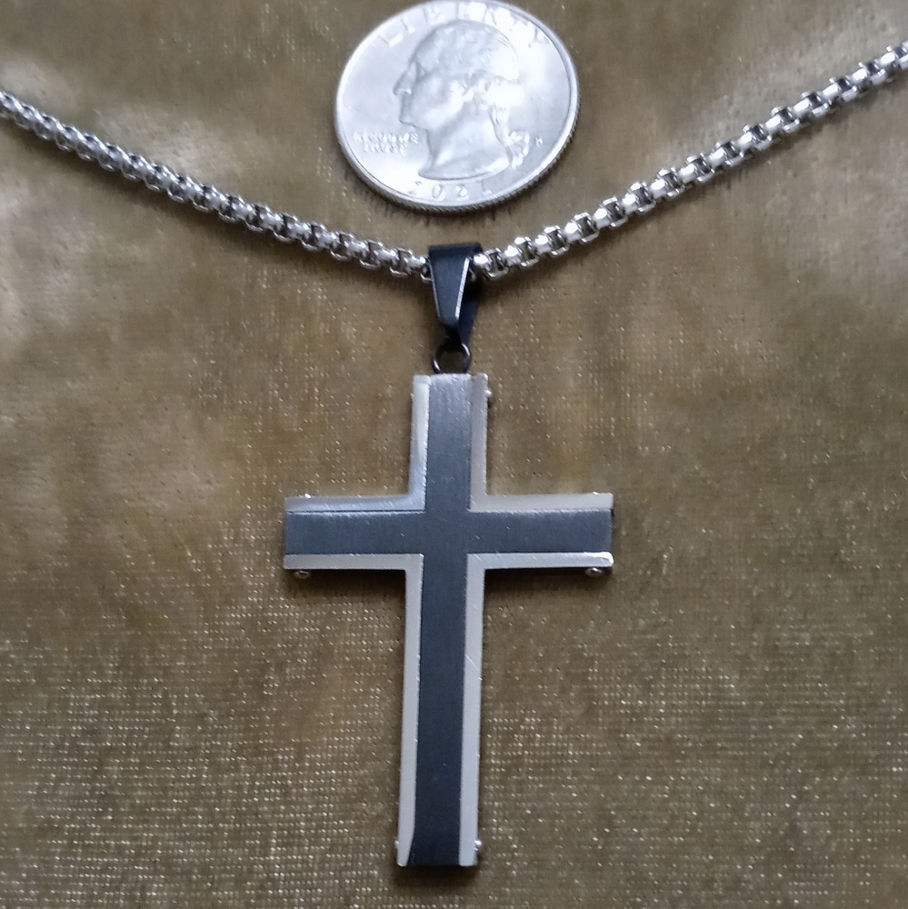 Stainless steel men's cross necklace